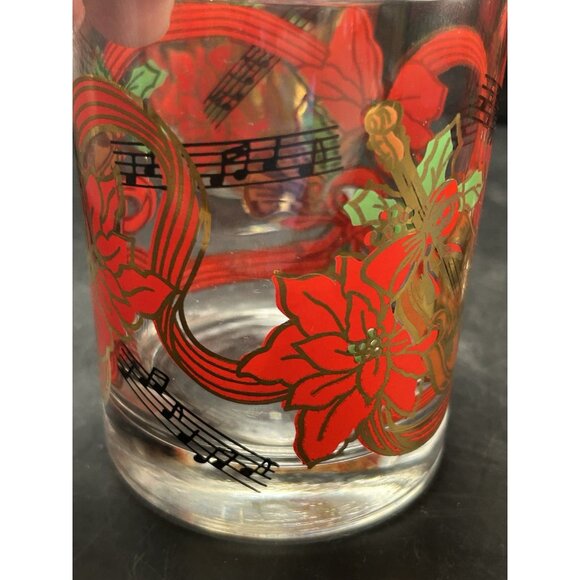 Set 4 Vintage Holiday Musical Instruments & Notes Weighted Bottom Rocks Glass - Picture 4 of 8
